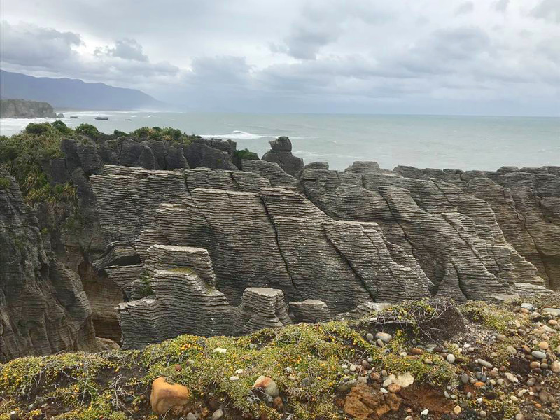 view of pancake rocks at Punakaiki